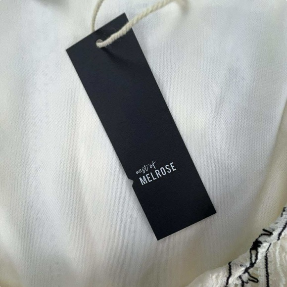 West of Melrose White Black Striped Lace Tie Waist Mini Dress NWT - Picture 7 of 15